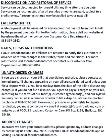 FOCUS Broadband Bill