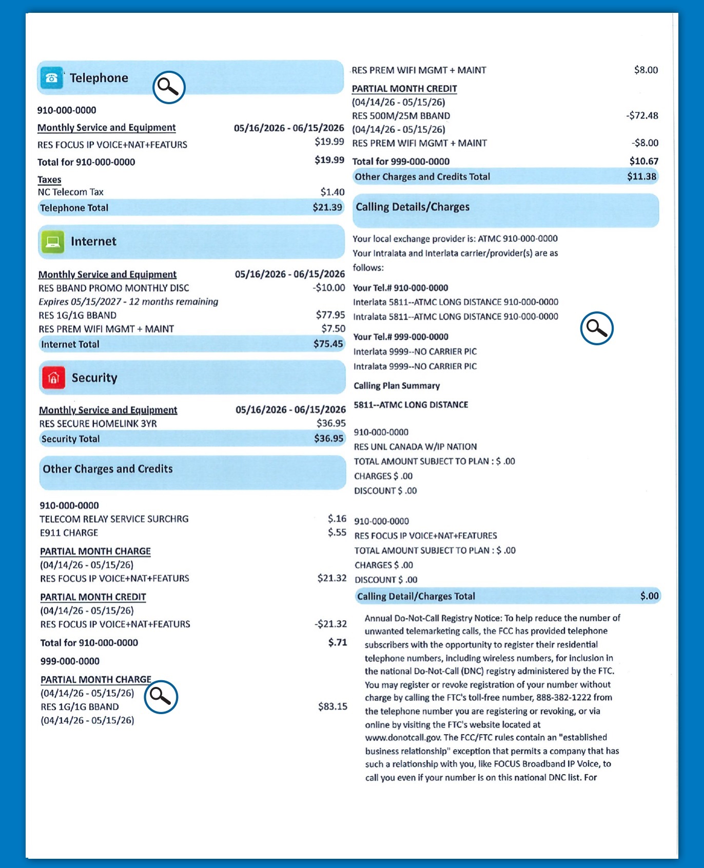 Understanding Your FOCUS Broadband Bill