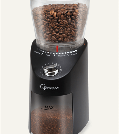 Capresso Infinity Plus Conical Burr Grinder Sturdy ABS Housing - Black