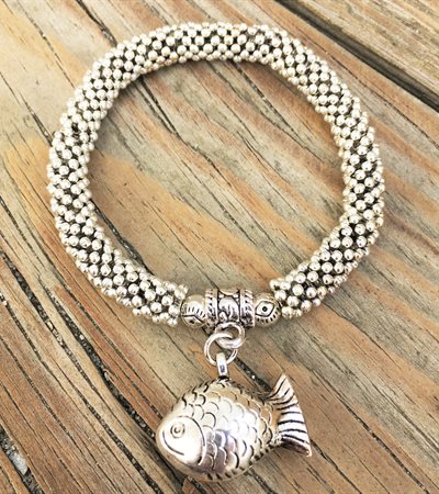 SILVER DANGLE FISH BRACELET