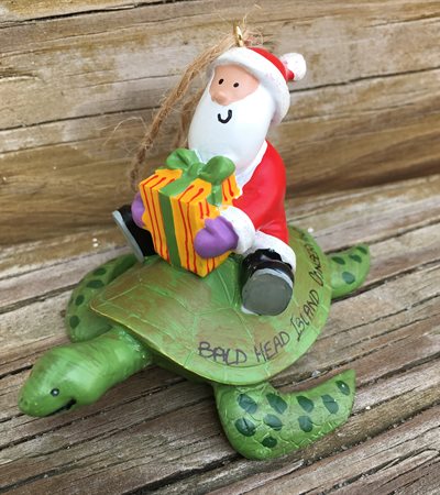 Santa on Sea Turtle Ornament