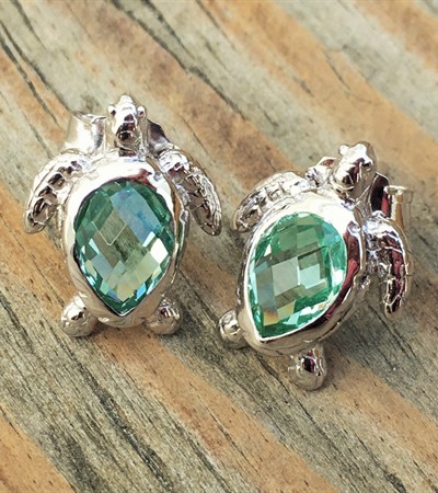 Sterling Silver Sea Turtle Earrings