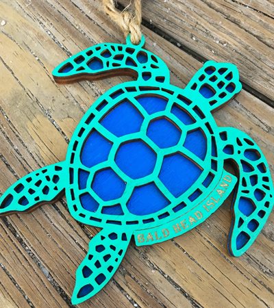 Handmade Wooden Ornament - Sea Turtle