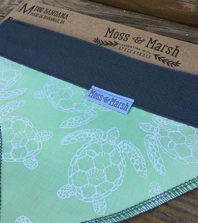Dog Bandana - Green Turtle Print